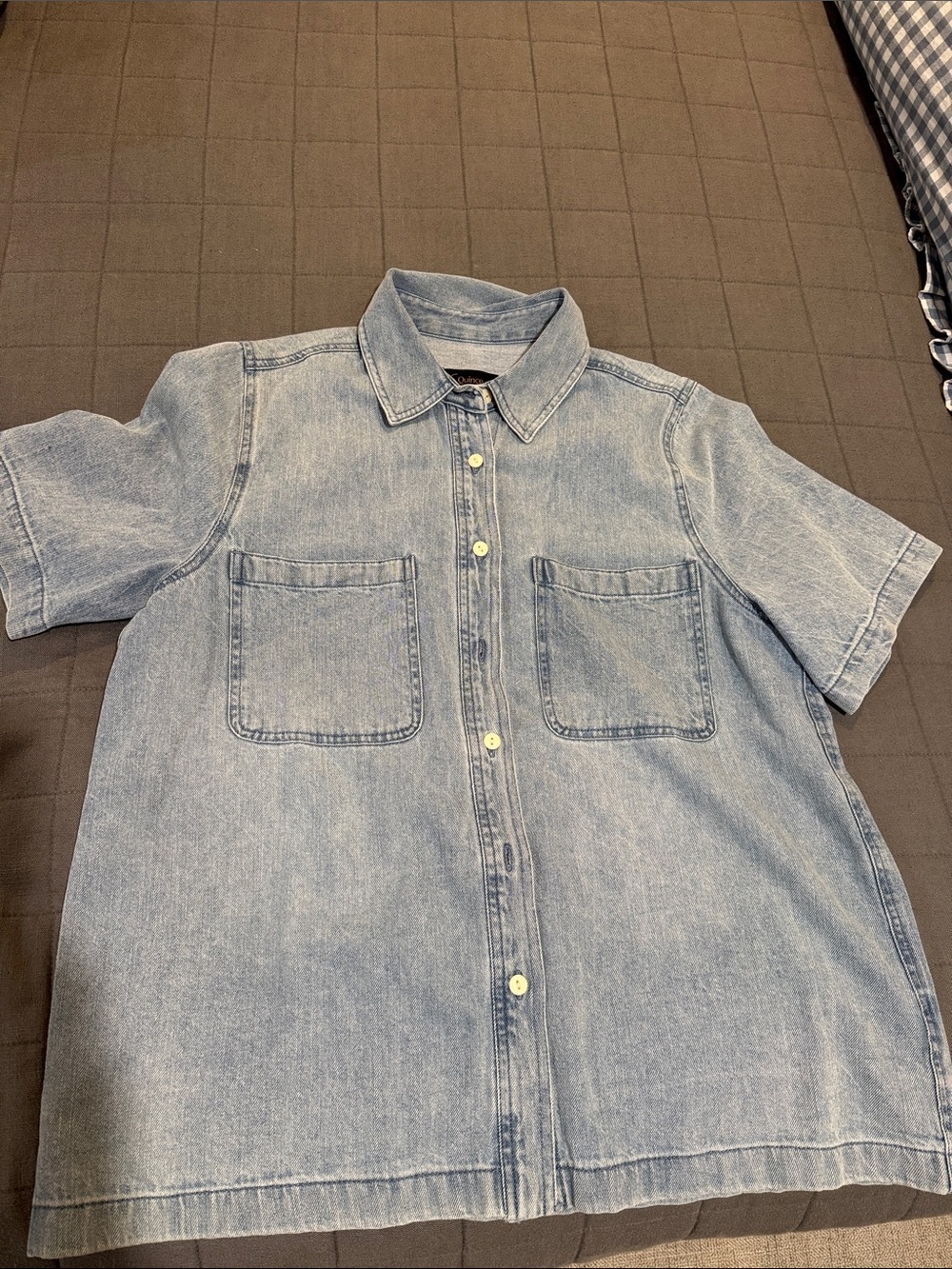 Quince Light Blue Denim Short-Sleeve Button-Down Shirt